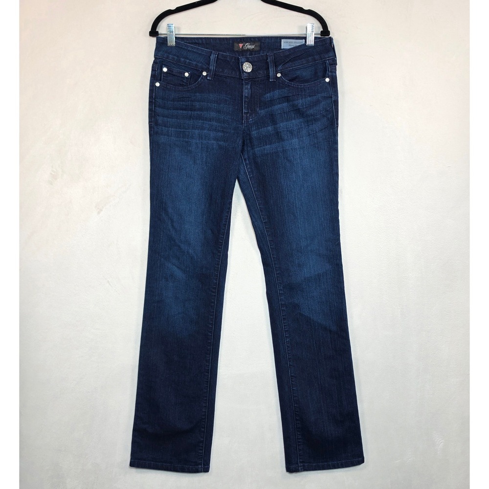 Guess Low Rise Straight Jeans Women's 31 Dark Wash Y2K Stretch Denim - Picture 2 of 16